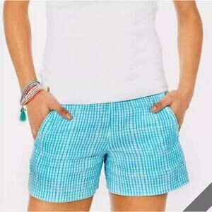 XS Lilly Pulitzer Lilo Linen Blue Checkered Print Shorts NWT